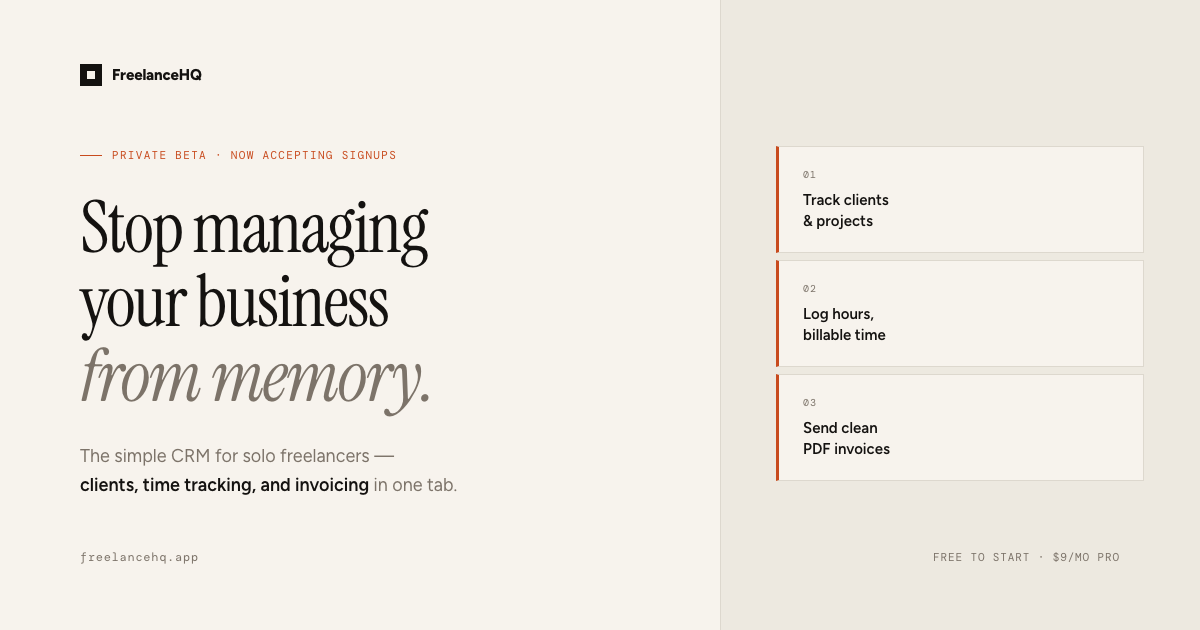 FreelanceHQ Screenshot